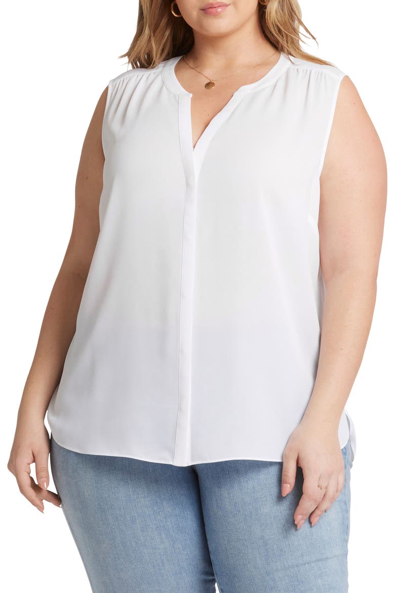 Print Sleeveless Pleat Back Top, Main, color, OPTIC WHITE