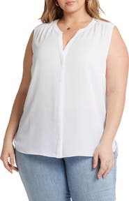 NYDJ Print Sleeveless Pleat Back Top