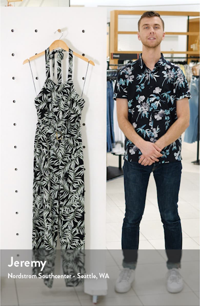 Desert Palms Belted Halter Jumpsuit, sales video thumbnail