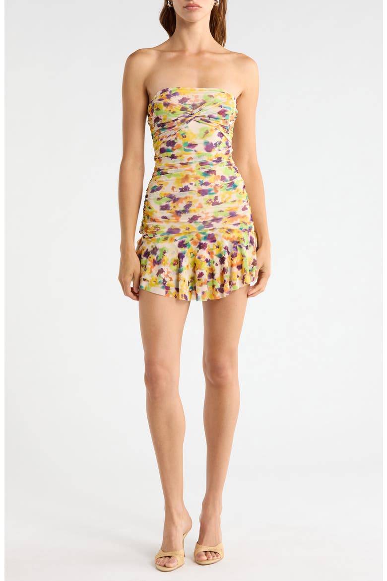 Ineson Floral Print Strapless Minidress, Alternate, color, TOSSED DITSY