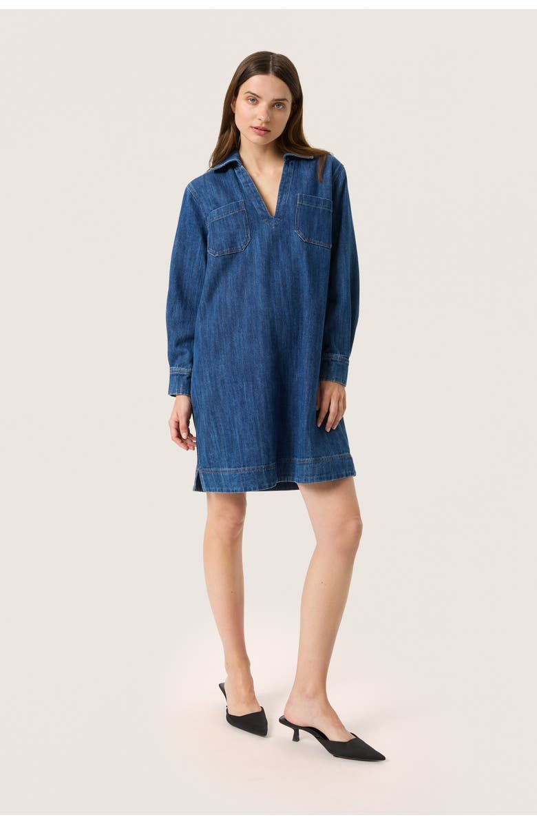 Soaked in Luxury Slzianna Long Sleeve Collar Denim Dress, Main, color, Medium Blue Denim