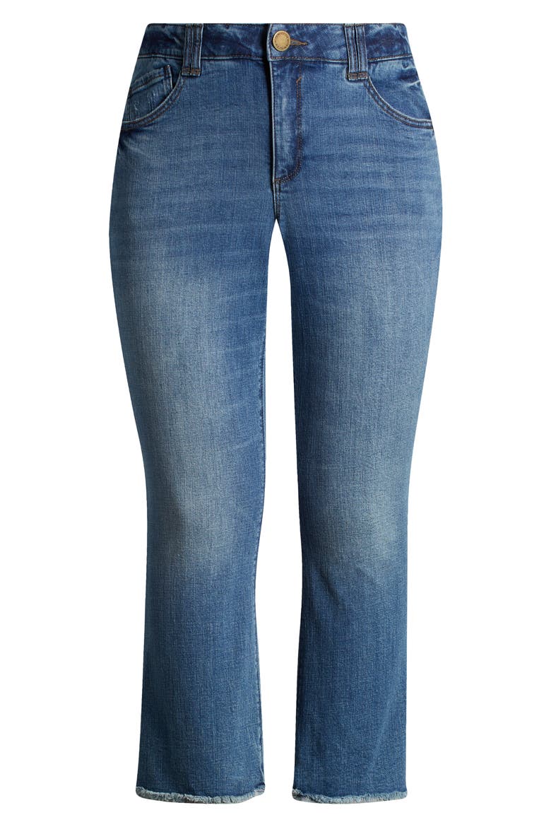 Frayed High Waist Ankle Slim Straight Leg Pants (Nordstrom Exclusive), Alternate, color, MID BLUE ARTISANAL