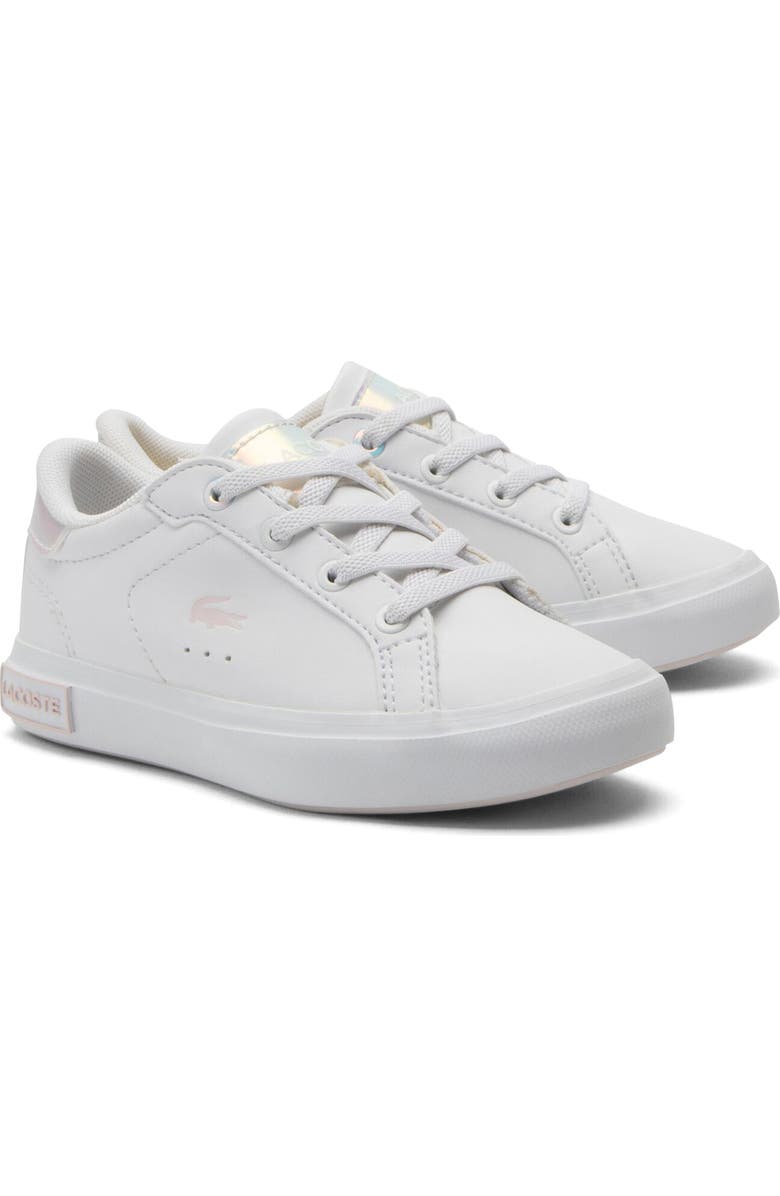 Lacoste Kids' Powercourt Sneaker, Main, color, White/ Light Pink