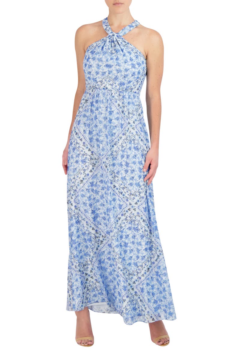 Laundry by Shelli Segal Floral Print Halter Maxi Dress, Main, color,