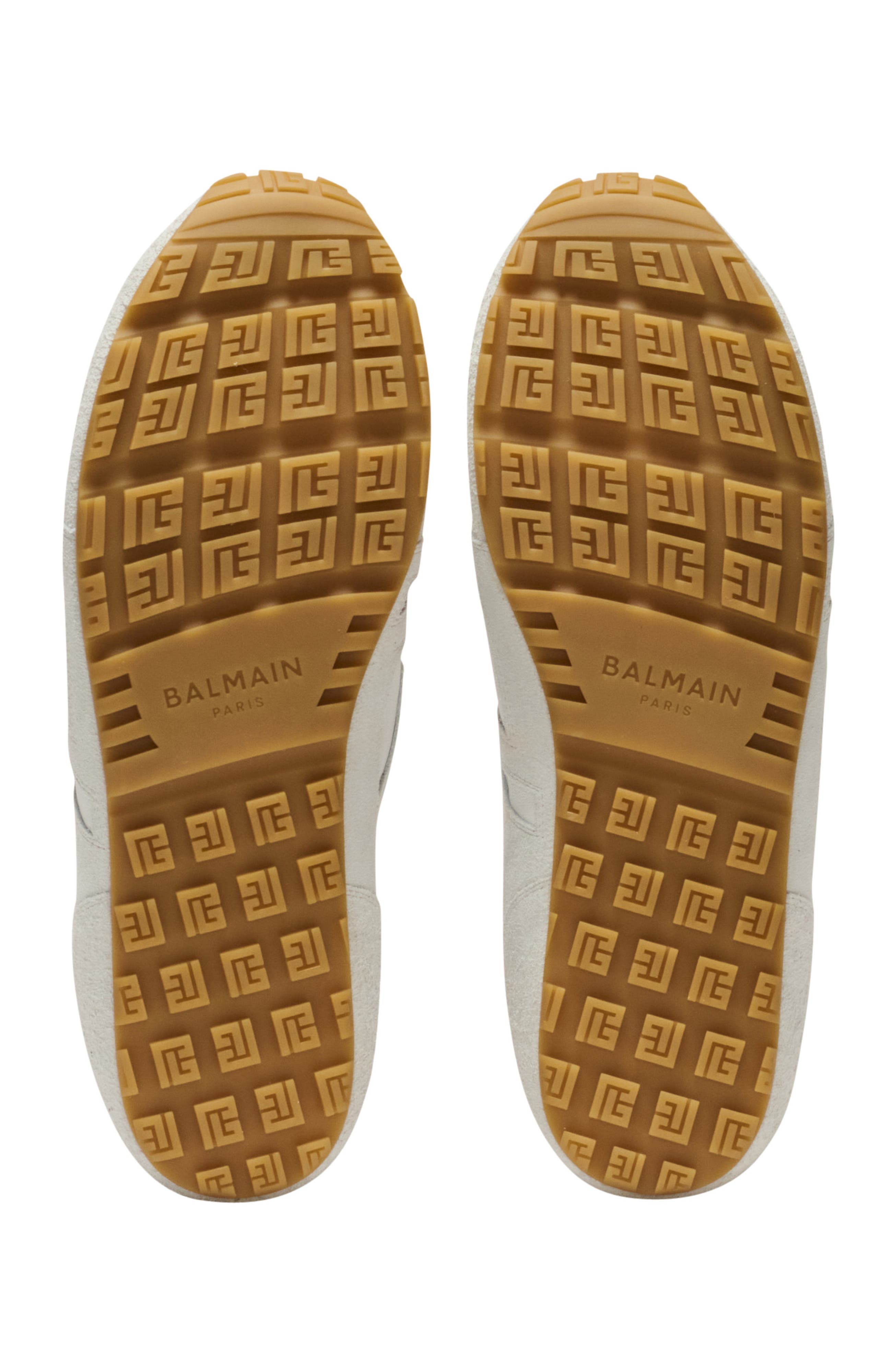 Balmain Racer 45 trainers in lambskin and suede, Alternate, color, White