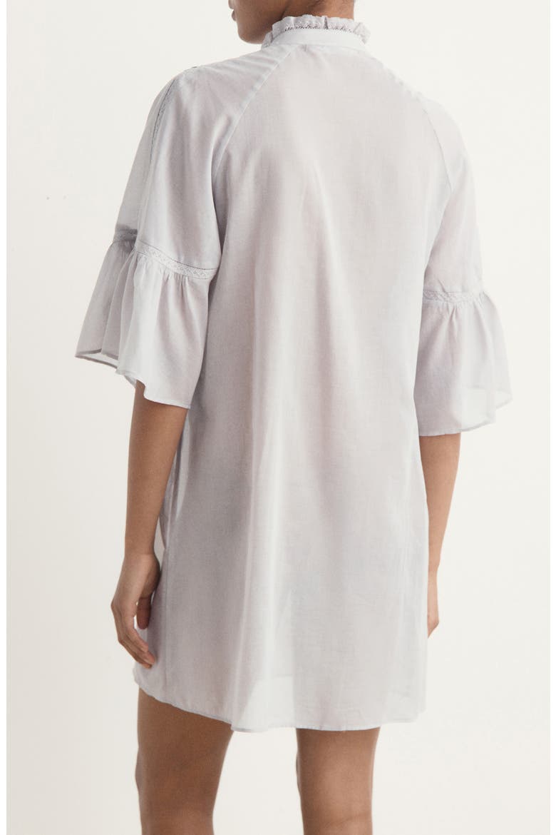 Pintuck Accent Short Sleeve Cotton Nightshirt, Alternate, color, LIGHT/ PASTEL GREY