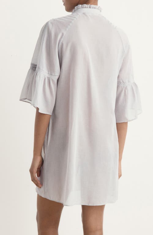 Mango Pintuck Accent Short Sleeve Cotton Nightshirt In Gray