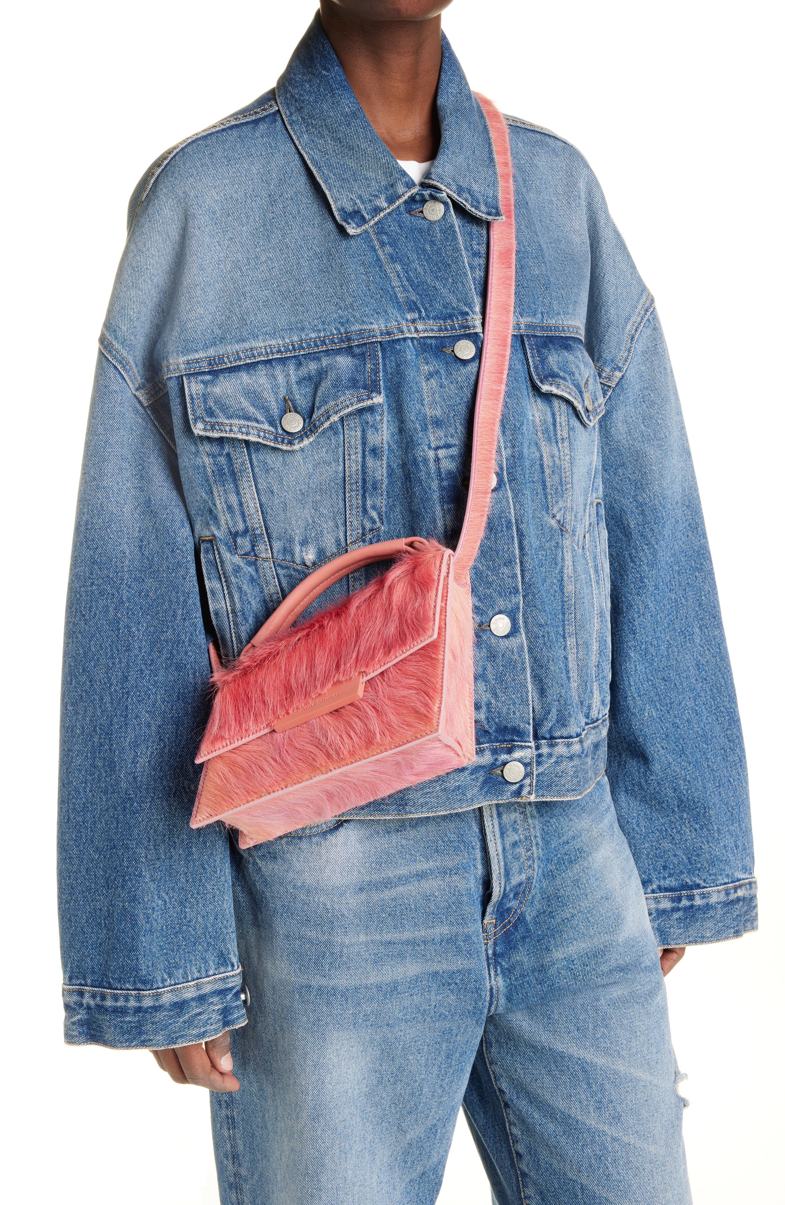 Acne Studios Mini Distortion Genuine Calf Hair Shoulder Bag, Alternate, color, 