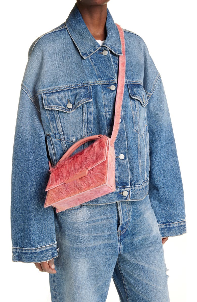 Acne Studios Mini Distortion Genuine Calf Hair Shoulder Bag, Alternate, color,