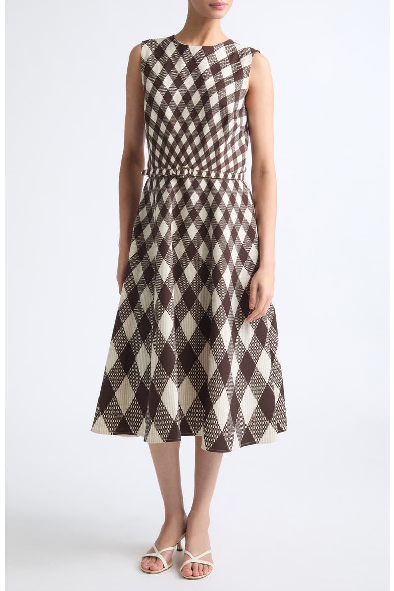 Argyle Dégradé Stretch Wool Dress, Main, color, BROWN/ IVORY