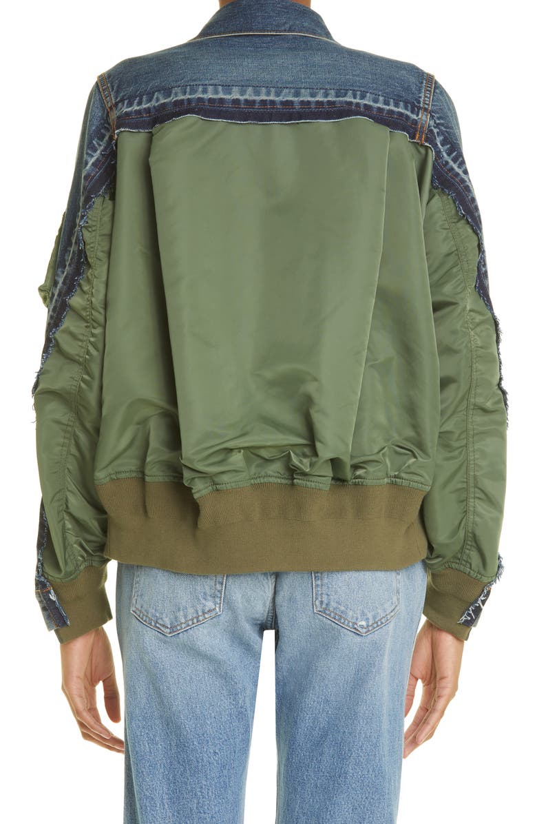 Sacai Hybrid Denim MA-1 Jacket, Alternate, color, Blue