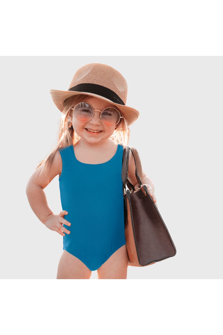 Baby Girls UPF 50+ Nylon/Spandex Blend One-Piece Swimsuit, Main, color, Teal
