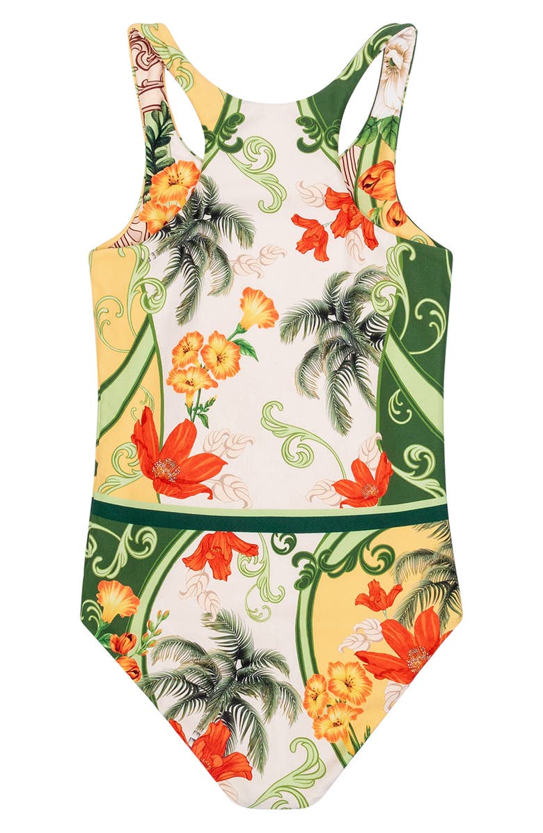 Agua Bendita Kids' Nate One-Piece Swimsuit, Alternate, color, Green