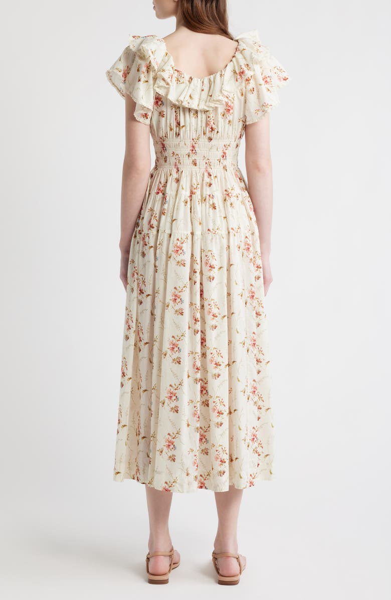 DÔEN Illiana Smocked Tiered Organic Cotton Maxi Dress, Alternate, color, 