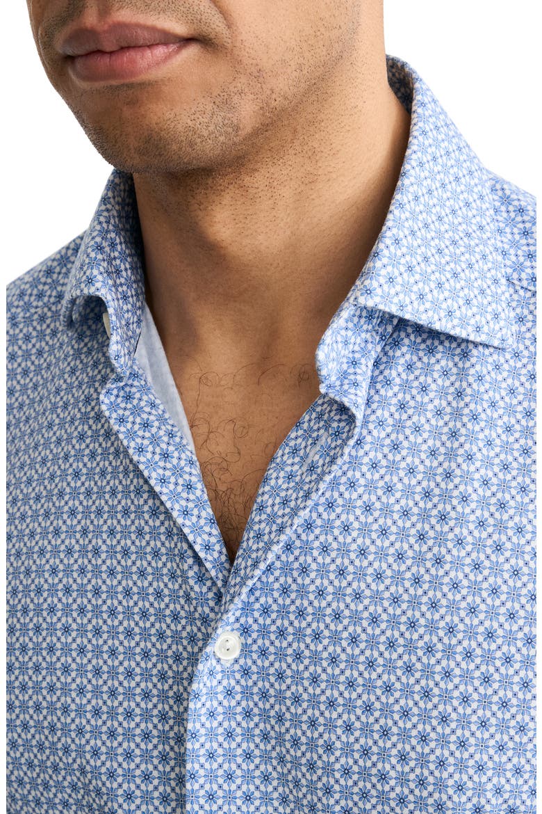 Slim Fit Geo Stretch Jersey Dress Shirt, Alternate, color, MEDIUM BLUE
