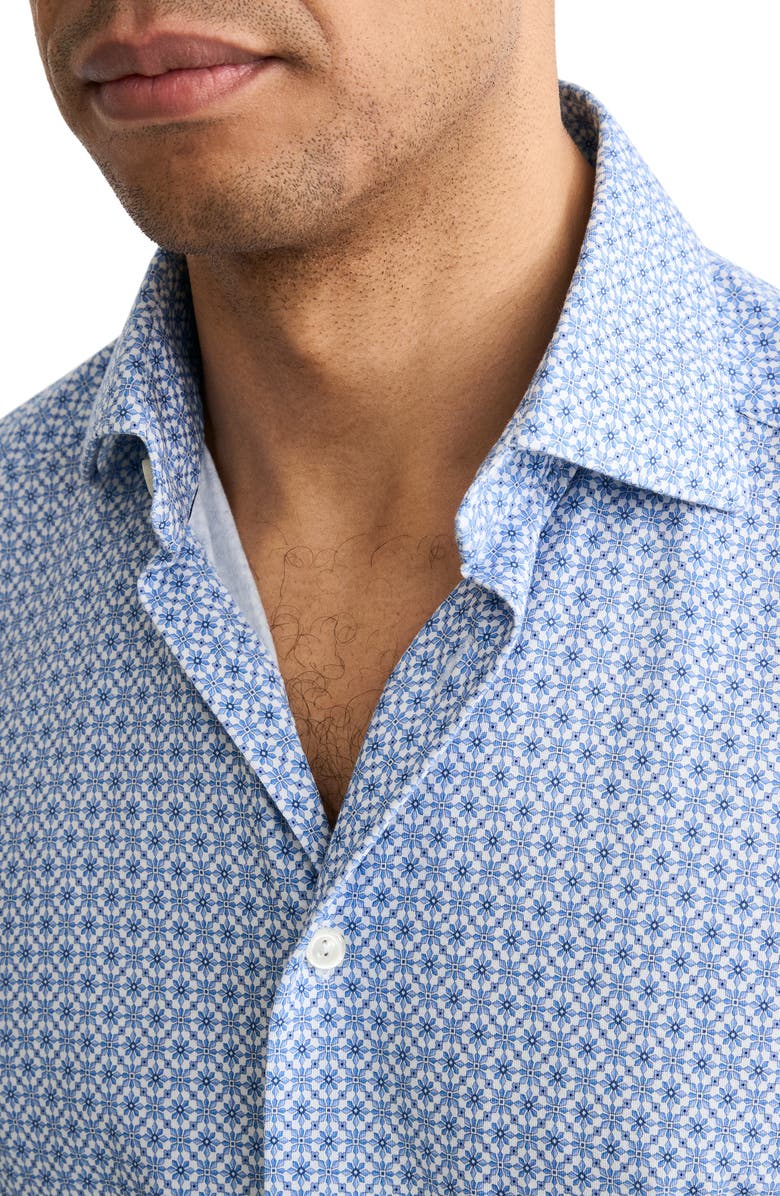 Eton Slim Fit Geo Stretch Jersey Dress Shirt, Alternate, color, Medium Blue