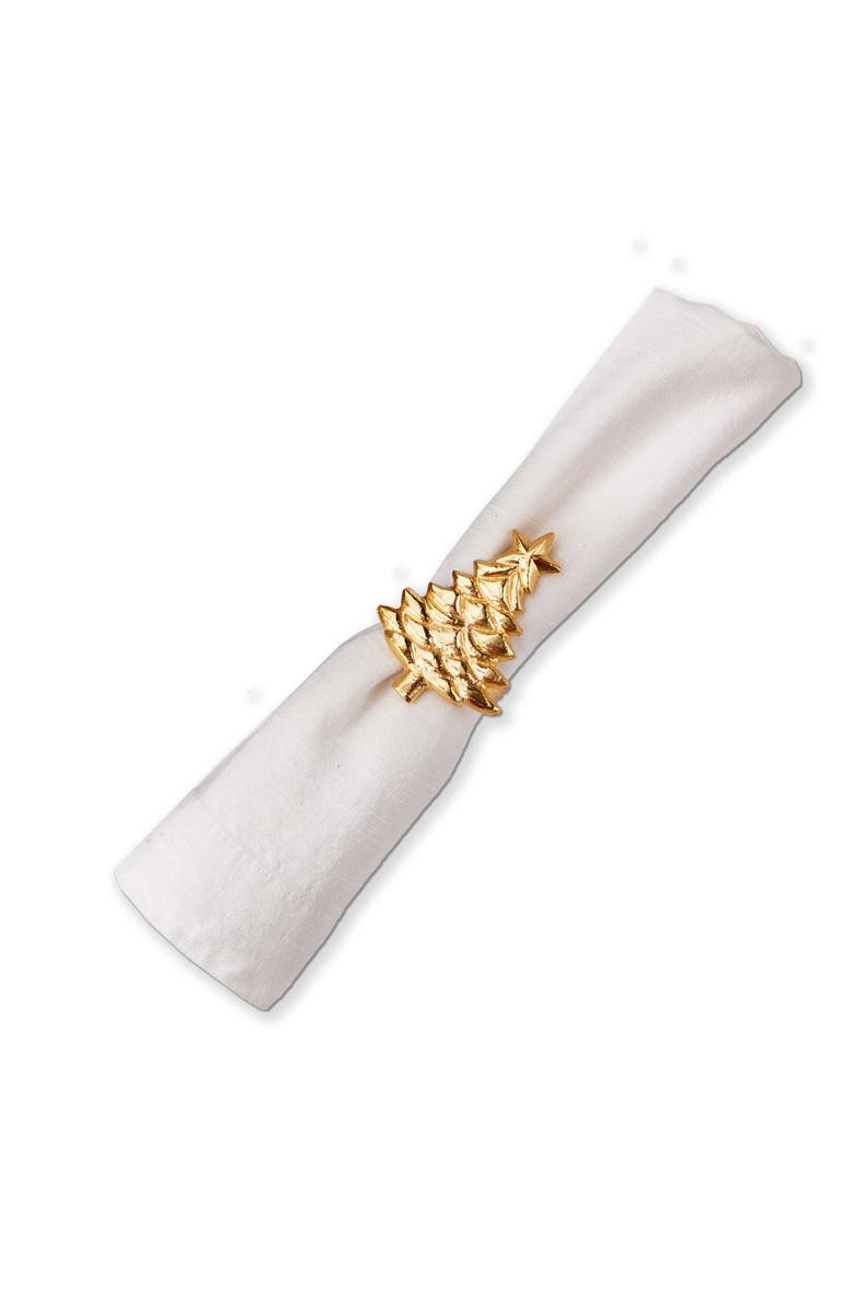 tag Tree Napkin Ring in Brass Gold Aluminum for Christmas Decor, Main, color, Gold