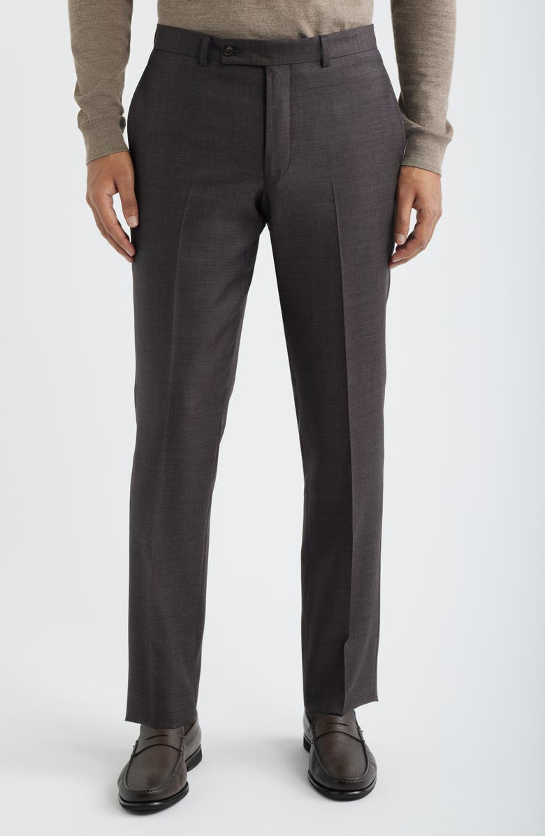 Jack Victor Esprit Contemporary Fit Brown Mélange Super 130s Wool Suit, Alternate, color, Brown