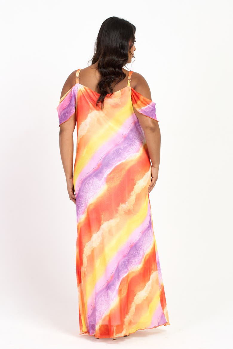 Cold Shoulder Marble Print Maxi Dress, Alternate, color, Purple