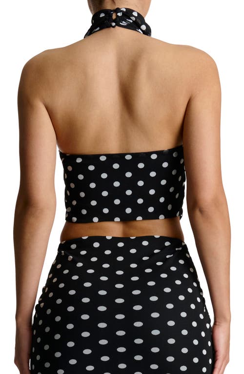 NAKED WARDROBE NAKED WARDROBE POLKA DOT HALTER CROP TOP
