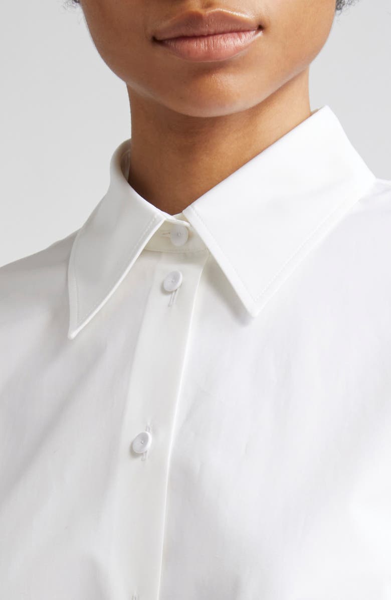 Jil Sander Classic Crop Cotton Button-Up Shirt, Alternate, color, Optic White