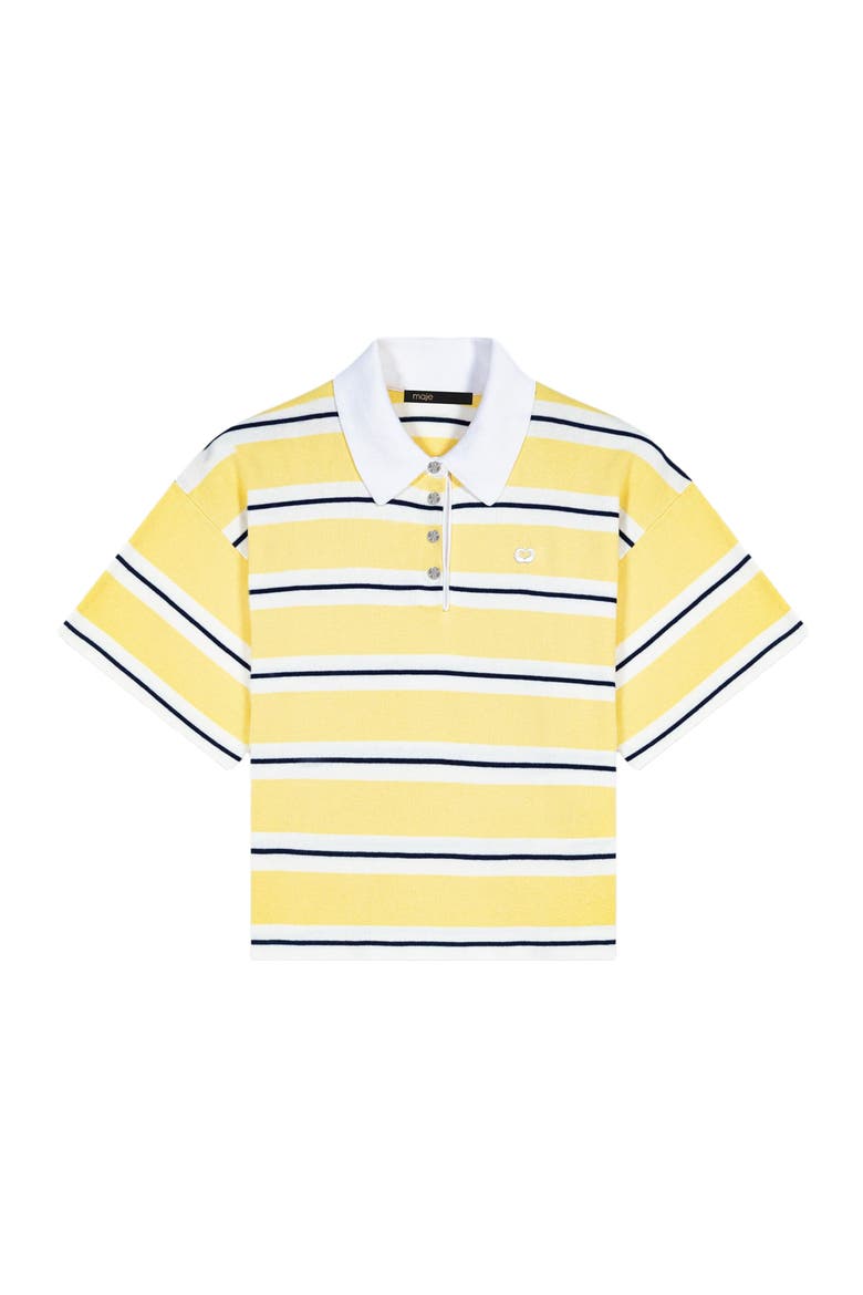 Striped short-sleeve polo, Alternate, color, Pale yellow