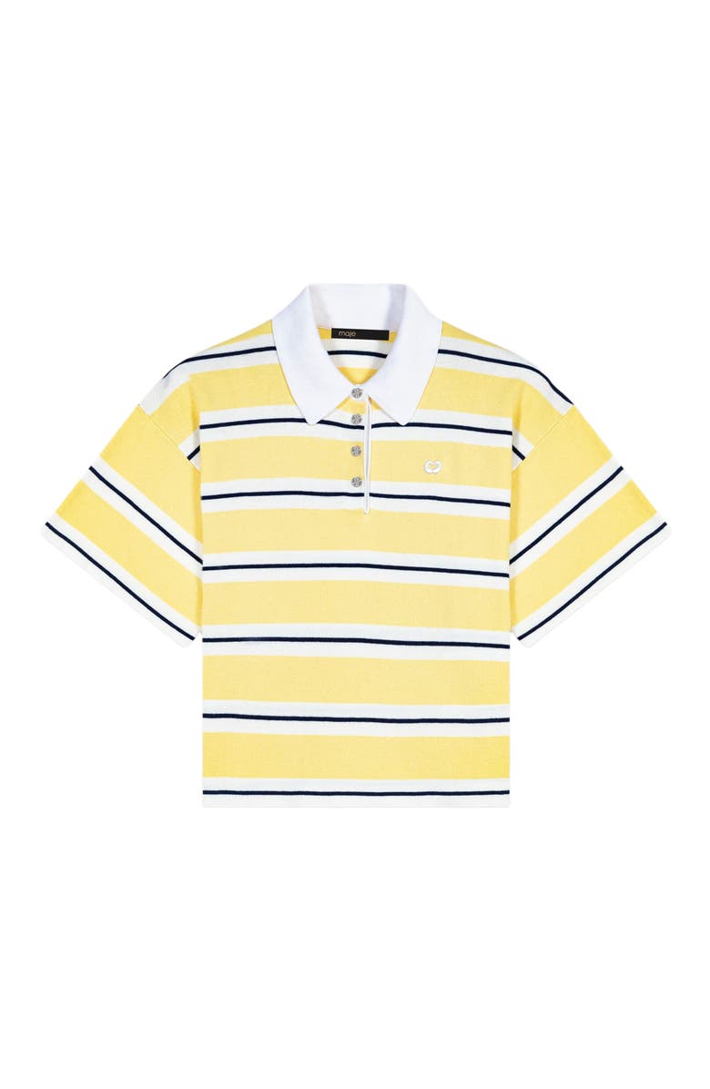 maje Striped short-sleeve polo, Alternate, color, Pale Yellow