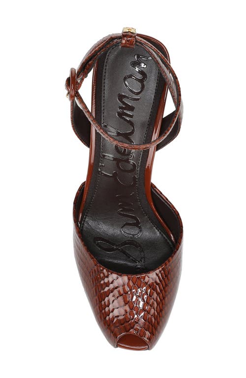 Sam Edelman Wrenna Ankle Strap Peep Toe Pump In Brown