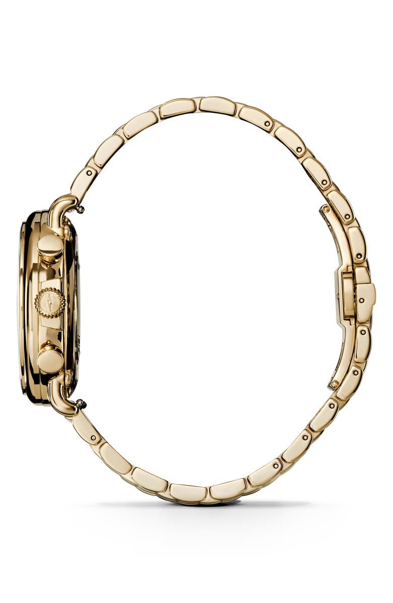 Shinola Runwell Mother-of-Pearl Chronograph Bracelet Watch, 37mm, Alternate, color, White Mother Of Pearl/ Gold