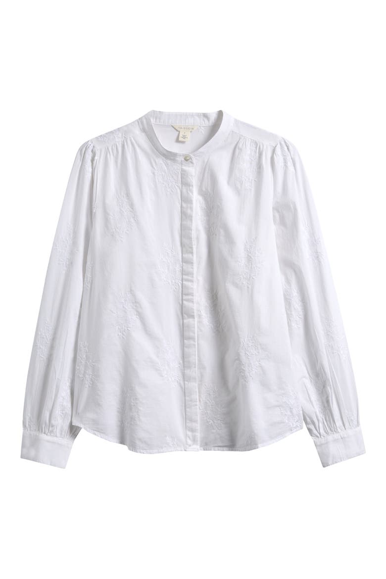 Embroidered Cotton Button-Up Shirt, Alternate, color, WHITE