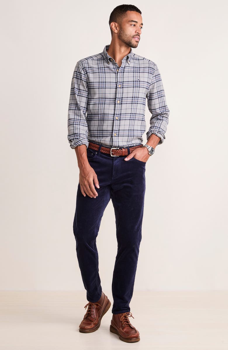 vineyard vines Plaid Whale Flannel Button-Down Shirt, Alternate, color, 