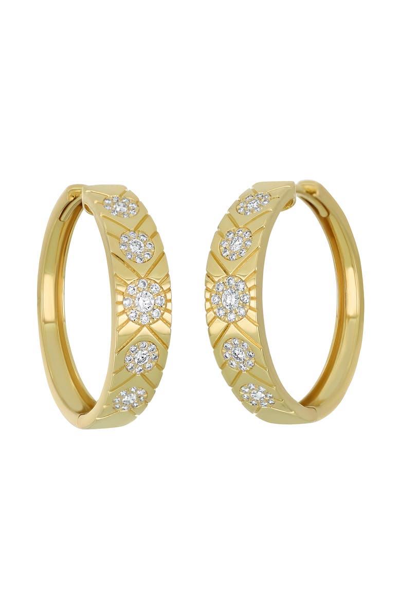 Cleo Diamond Textured Hoop Earrings, Main, color, 18K YELLOW GOLD