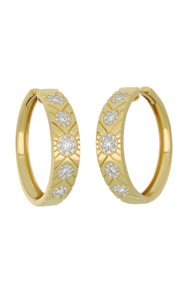 Bony Levy Cleo Diamond Textured Hoop Earrings, Main, color, 18K Yellow Gold