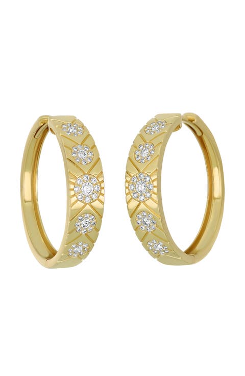 Cleo Diamond Textured Hoop Earrings (Online Trunk Show)