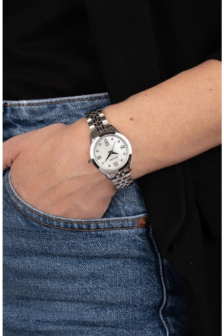 Classic R Diamond Bracelet Watch, 30mm, Alternate, color, STAINLESS STEEL