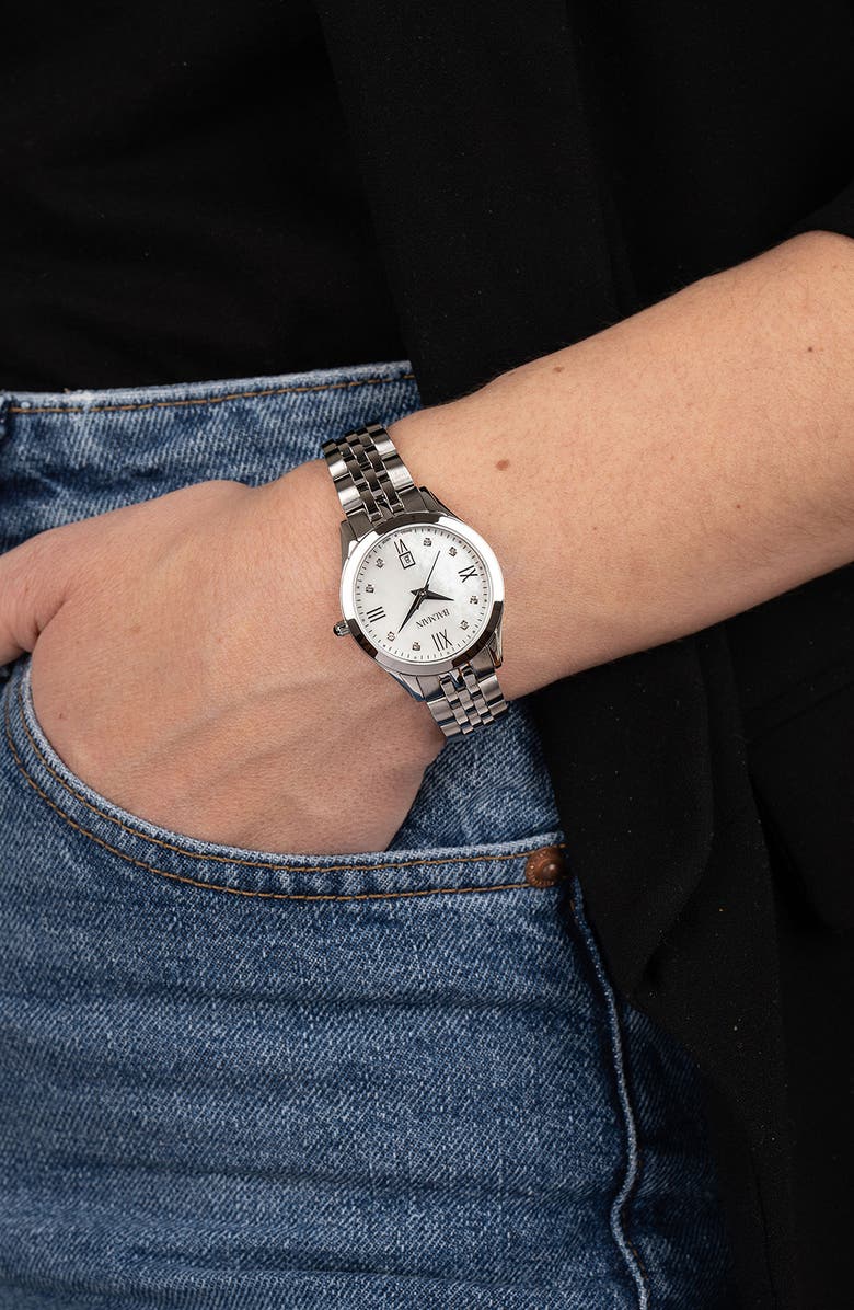 BALMAIN WATCHES Classic R Diamond Bracelet Watch, 30mm, Alternate, color, Stainless Steel