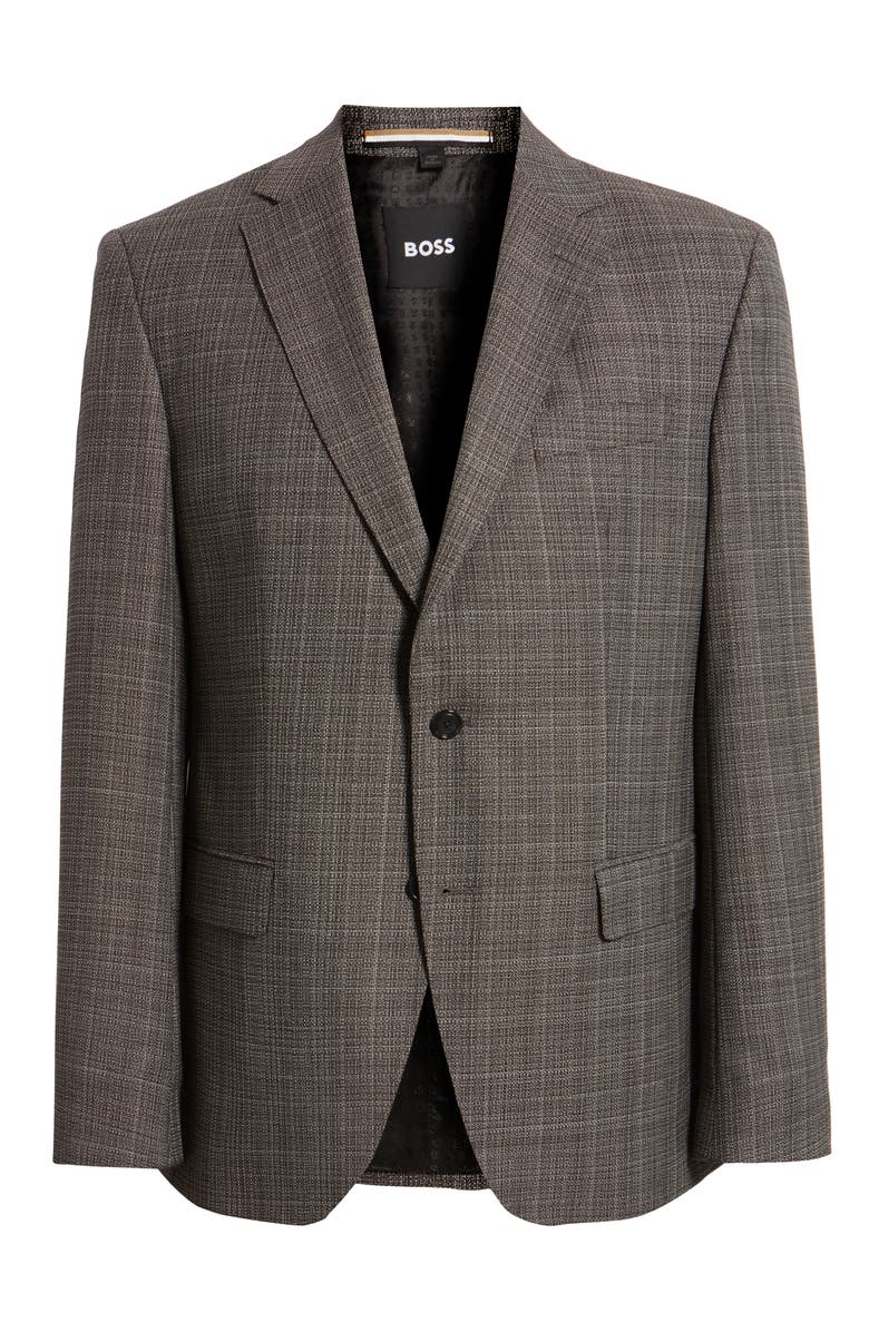 BOSS Hutson Slim Fit Brown Textured Wool Mélange Sport Coat, Main, color, Dark Brown