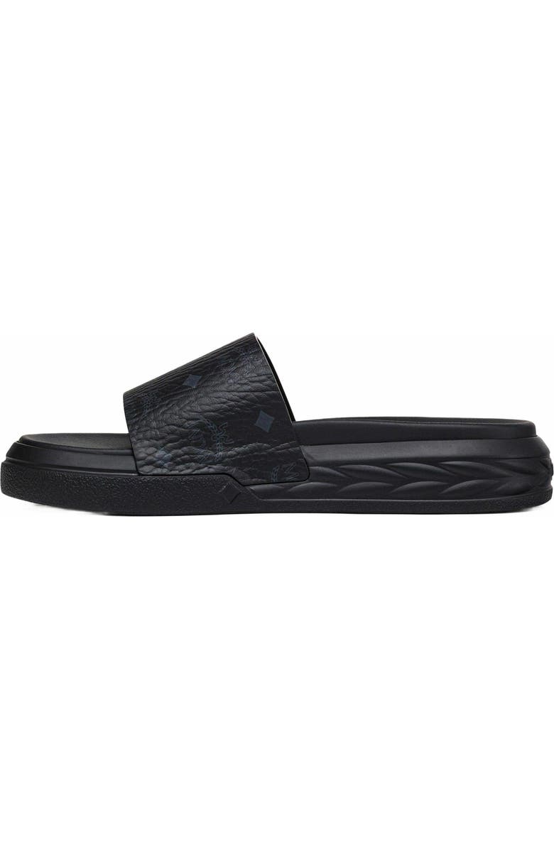MCM Visetos Slide Sandals, Alternate, color, Black