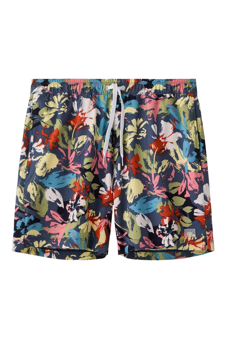 5.5-Inch Water Repellent Swim Trunks, Alternate, color, NAVY/ DUSTY SAGE FLORAL