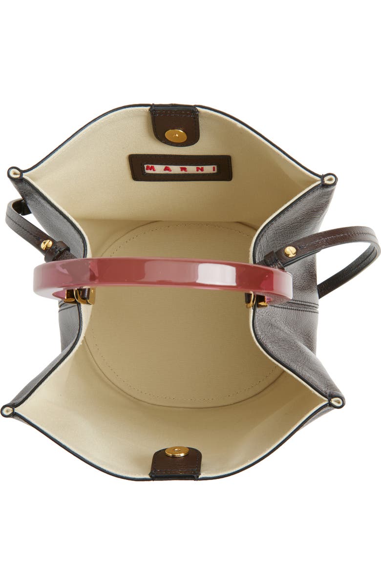 Marni Pannier Top Handle Leather Bucket Bag, Alternate, color, 00M95 Metal Brown