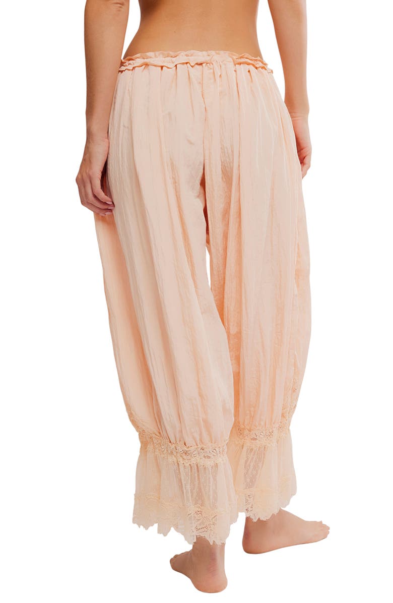 Free People Forever Young Lace Trim Wide Leg Crop Pajama Pants, Alternate, color, Peach Pit