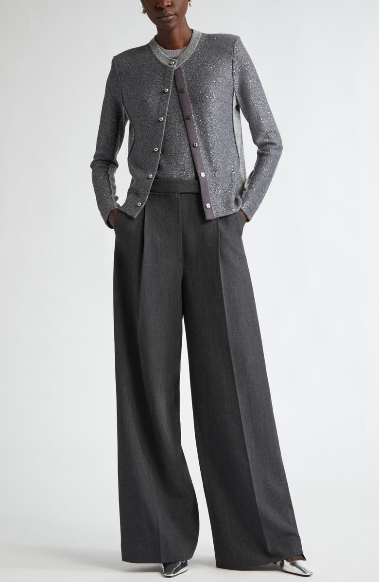 St. John Collection Sequin Front Metallic Cardigan, Alternate, color, 