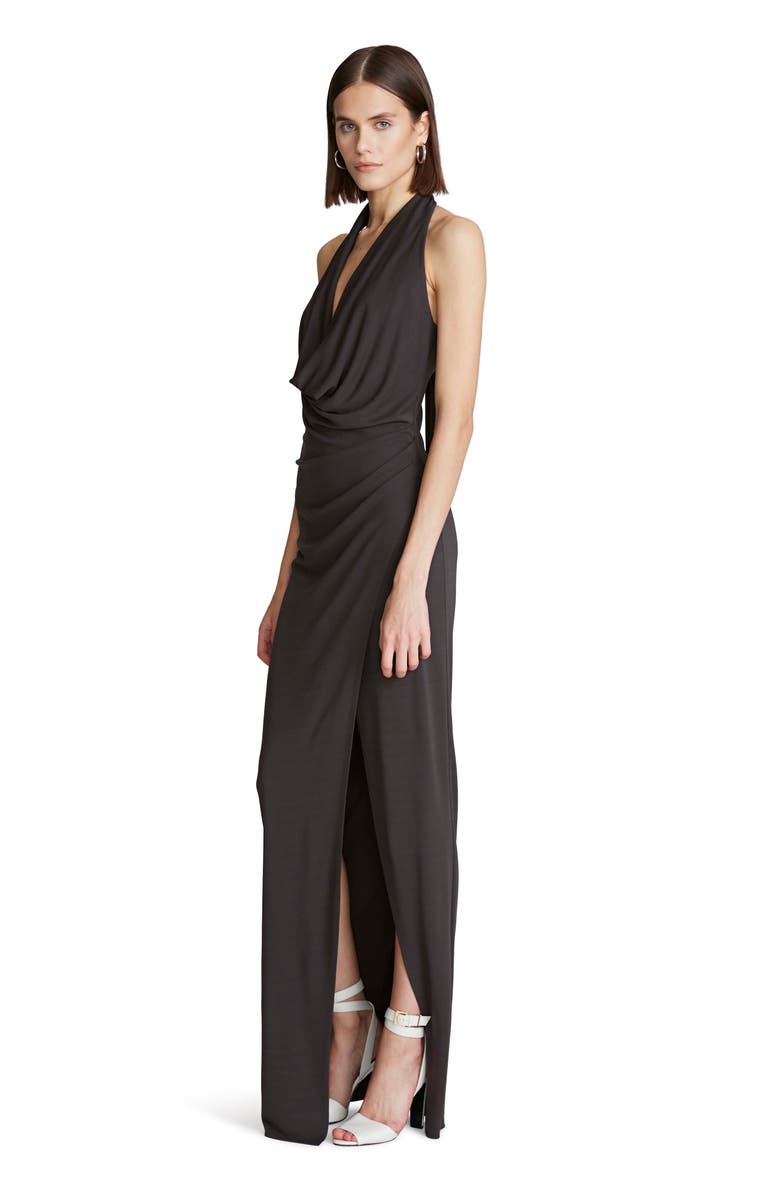 HALSTON EVENING Emery Cowl Halter Neck Matte Jersey Gown, Alternate, color, 