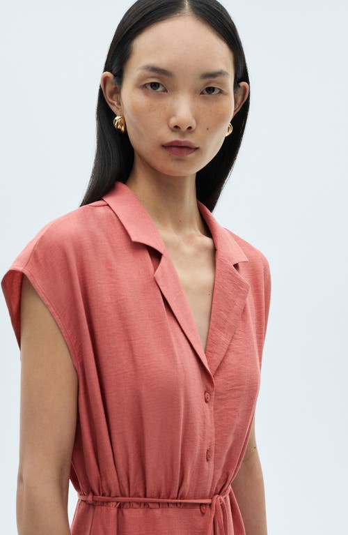 Mango Bow Midi Shirtdress In Pink