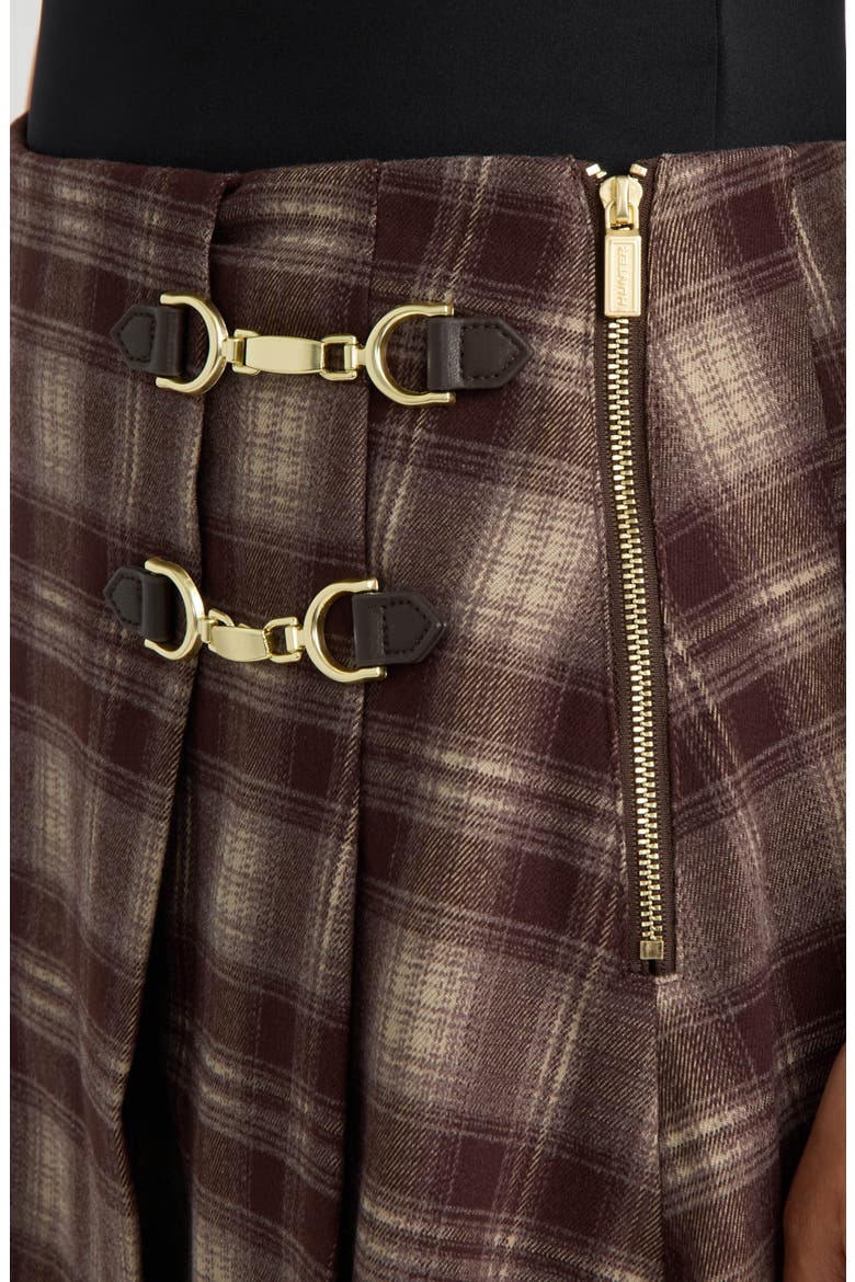 Plaid Pleated Wrap Miniskirt, Alternate, color, BROWN PLAID