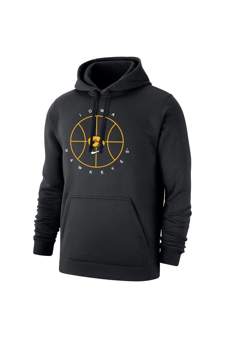 Men's Nike Black Iowa Hawkeyes Basketball Icon Club Fleece Pullover Hoodie, Alternate, color, Black