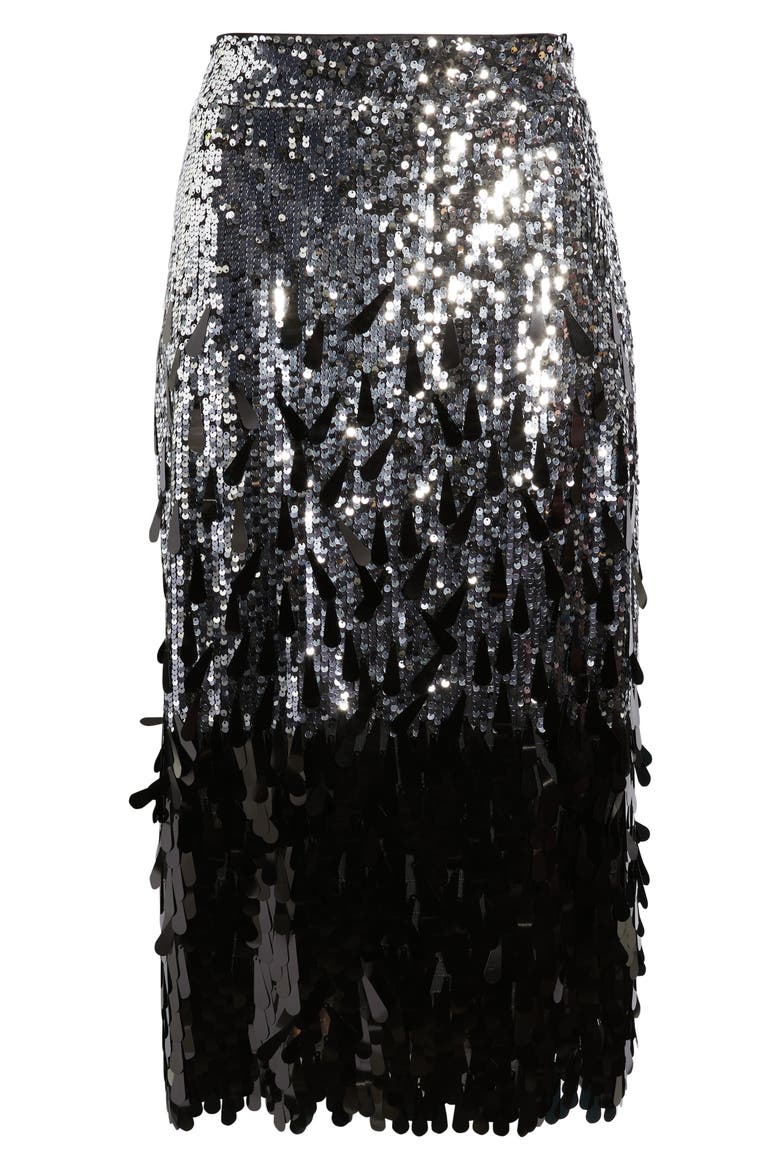 The Beatrice Sequin Midi Skirt, Alternate, color, SILVER/ NOIR OMBRE