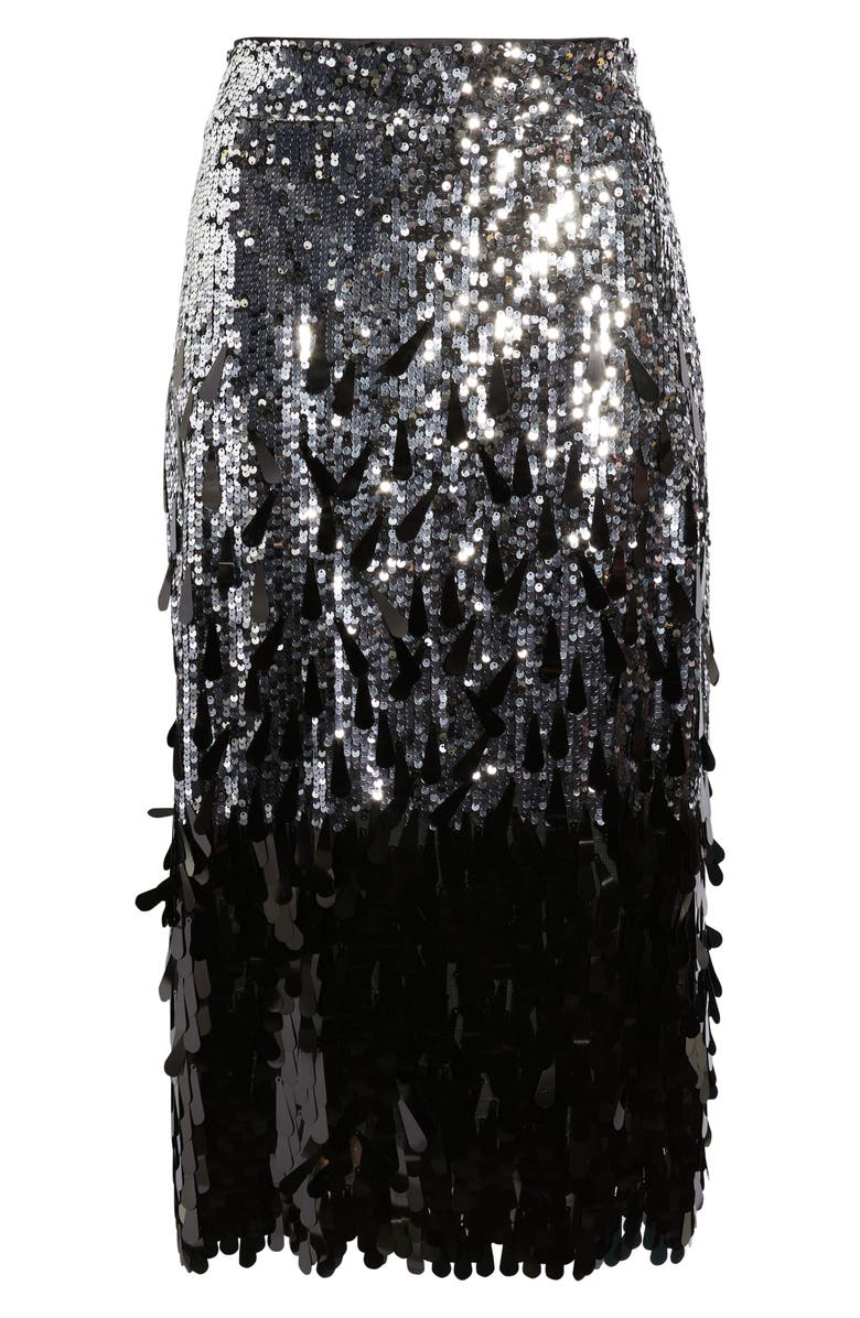 Elie Tahari The Beatrice Sequin Midi Skirt, Alternate, color, Silver/ Noir Ombre