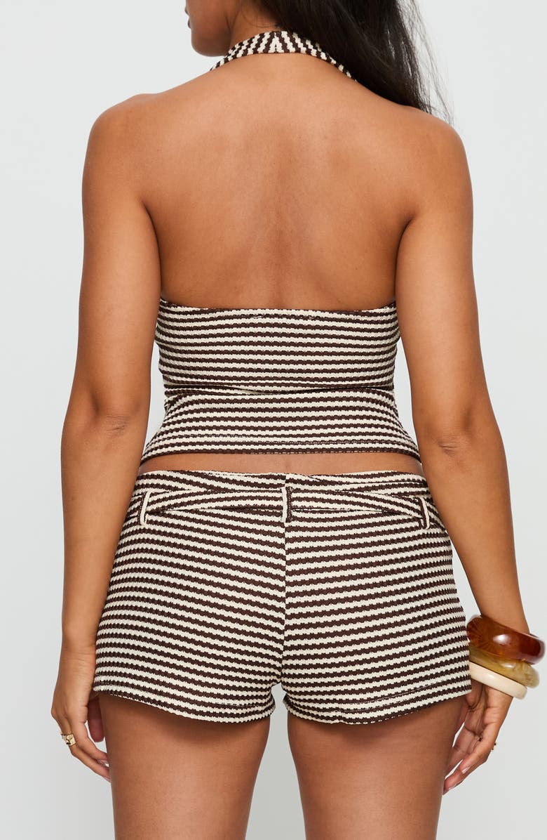 Princess Polly Olimpia Stripe O-Ring Halter Top, Alternate, color, Brown Stripe