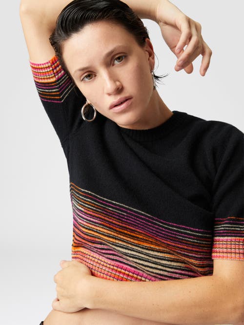 Missoni Short-sleeved Flared Cashmere Crewneck Crop Top In Multicoloured